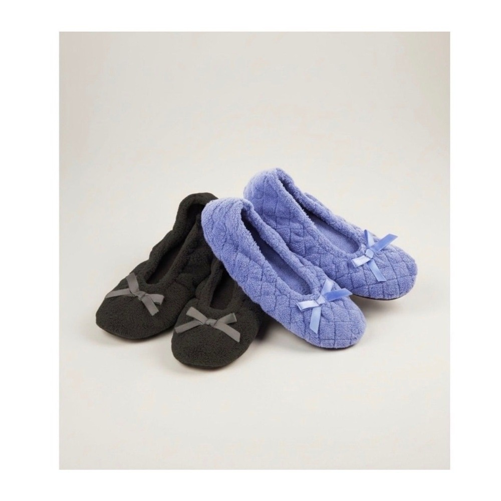 Isotoner Ballerina Slippers 2-Pack Periwinkle Ash Blue Grey XL 9.5-10.5